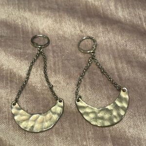 2 1/2” Half Moon Hammered Huggie Earrings
